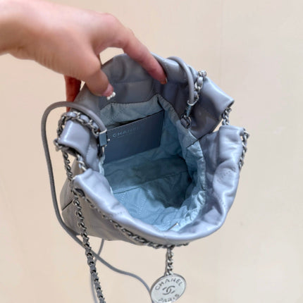 25S CHANEL HOBO MINI BAG 20 IN GREY LAMBSKIN