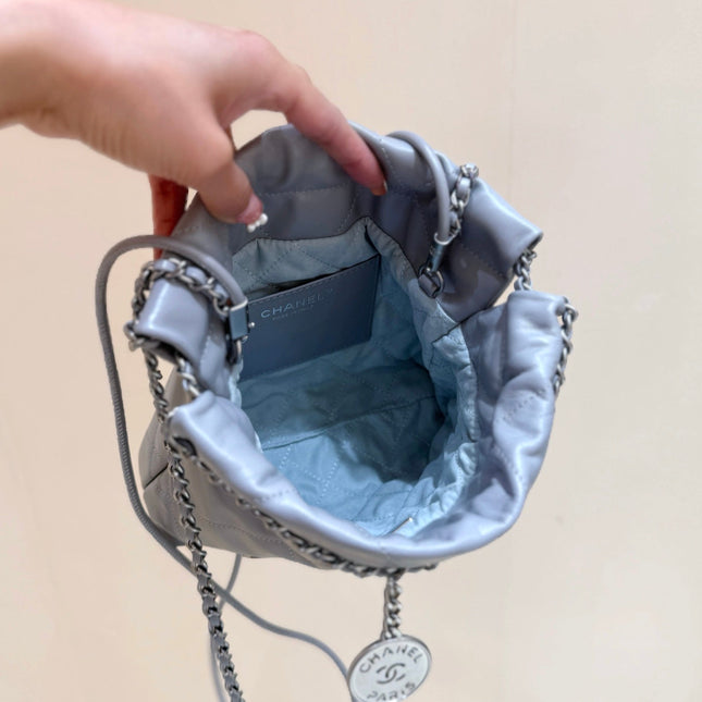 25S CHANEL HOBO MINI BAG 20 IN GREY LAMBSKIN