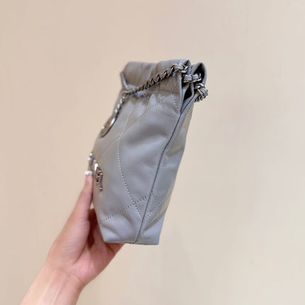 25S CHANEL HOBO MINI BAG 20 IN GREY LAMBSKIN