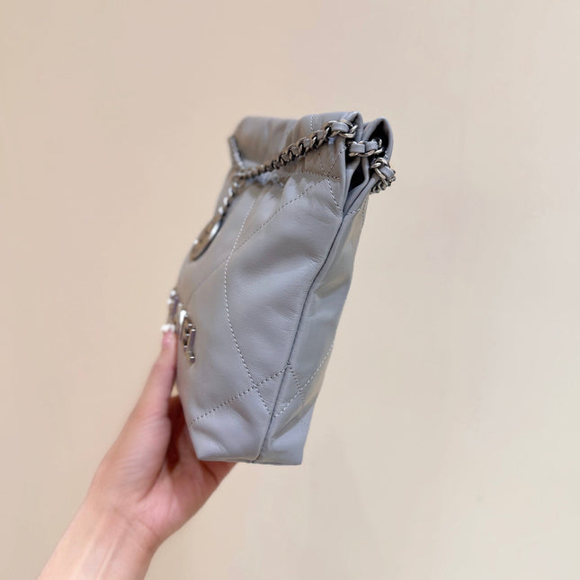 25S CHANEL HOBO MINI BAG 20 IN GREY LAMBSKIN