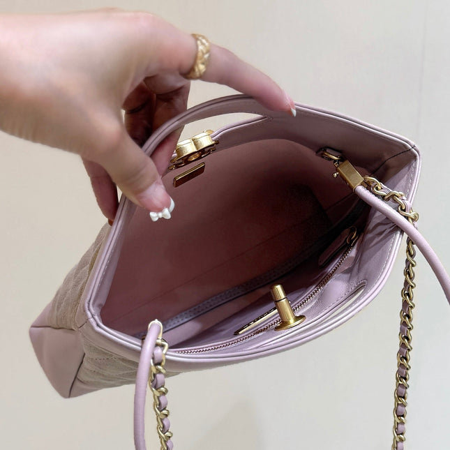 CHANEL 25S MINI SHOPPING BAG 23 IN LIGHT PINK LAMBSKIN AND SUEDE