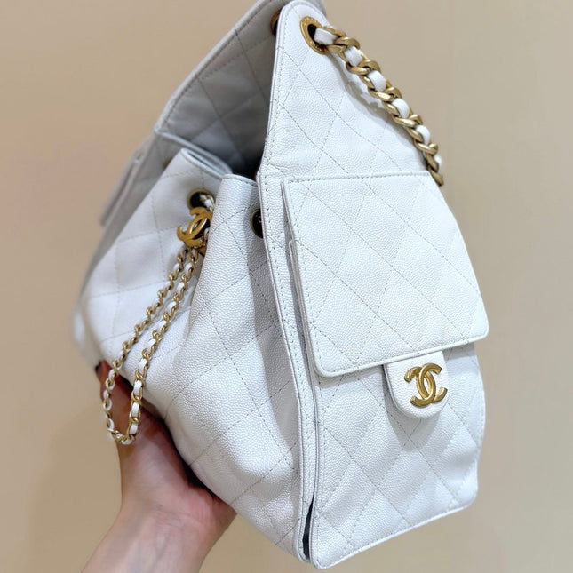 CC 25 HANDBAG IN WHITE 30 GRAINED CALFSKIN GOLD HARDWARE