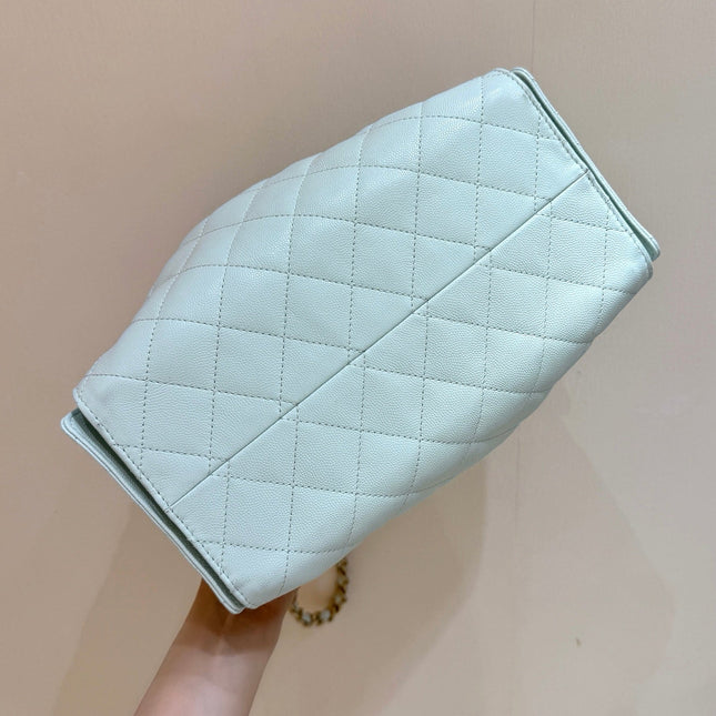 CHANEL 25S HANDBAG IN PALE CYAN 30 CALFSKIN GOLD HARDWARE