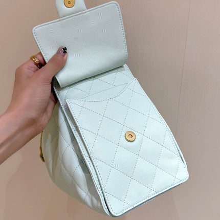 CHANEL 25S HANDBAG IN PALE CYAN 30 CALFSKIN GOLD HARDWARE
