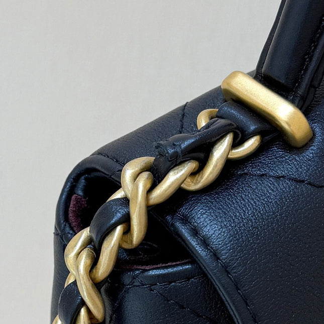 CHANEL 25S MEDIUM FLAP BAG 28 IN BLACK CALFSKIN GOLD HARDWARE