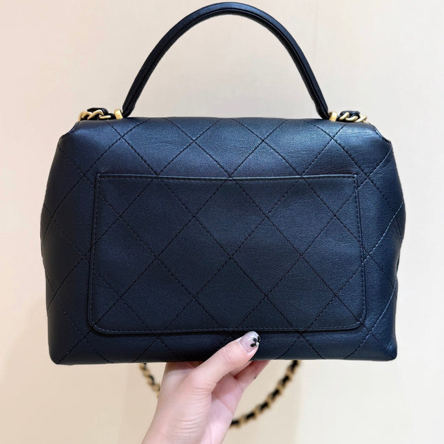 CHANEL 25S MEDIUM FLAP BAG 28 IN BLACK CALFSKIN GOLD HARDWARE