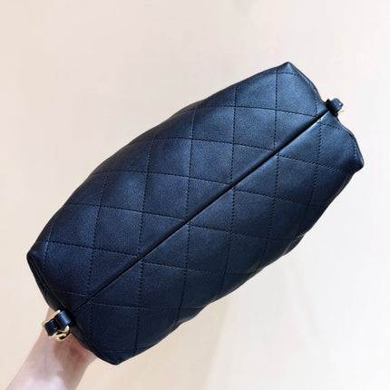 CHANEL 25S LARGE MAXIUM OLD HOBO BAG 34 IN BLACK CALFSKIN