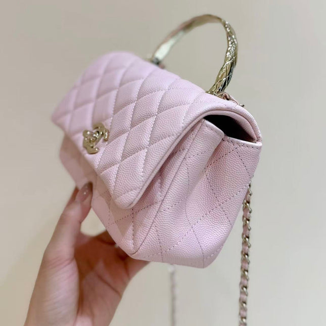 CHANEL 25S COCO CRUSH HANDLE 18 IN PINK CALFSKIN GOLD HARDWARE