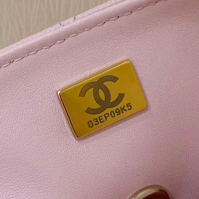 CHANEL 25S COCO CRUSH HANDLE 18 IN PINK CALFSKIN GOLD HARDWARE