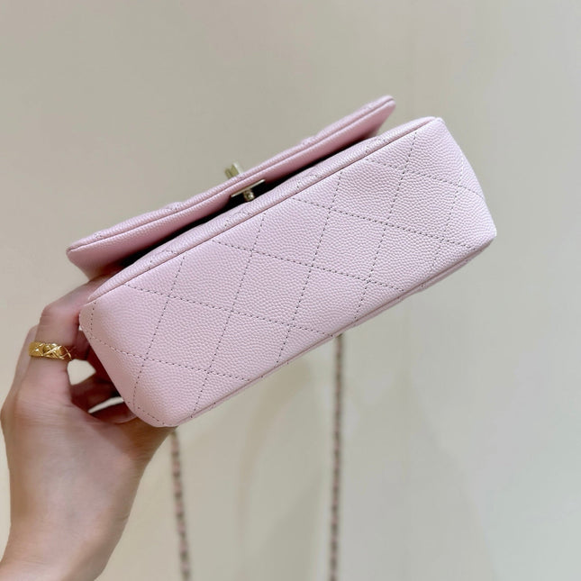CHANEL 25S COCO CRUSH HANDLE 18 IN PINK CALFSKIN GOLD HARDWARE