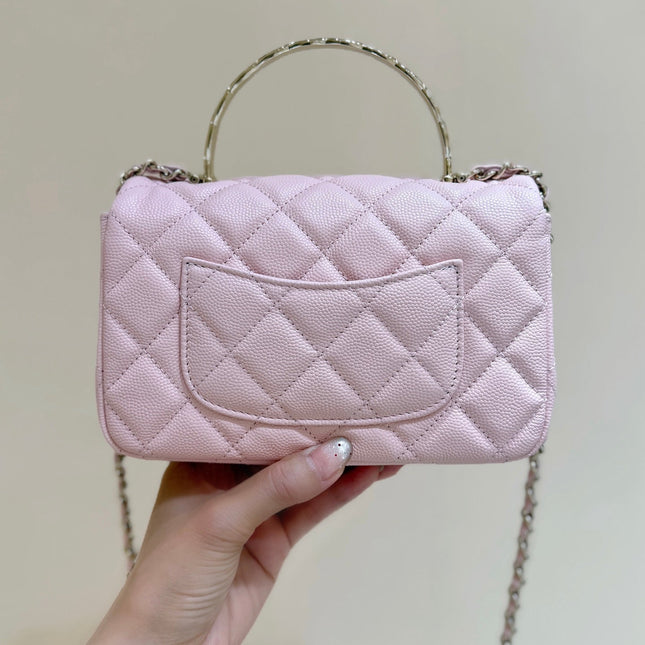 CHANEL 25S COCO CRUSH HANDLE 18 IN PINK CALFSKIN GOLD HARDWARE