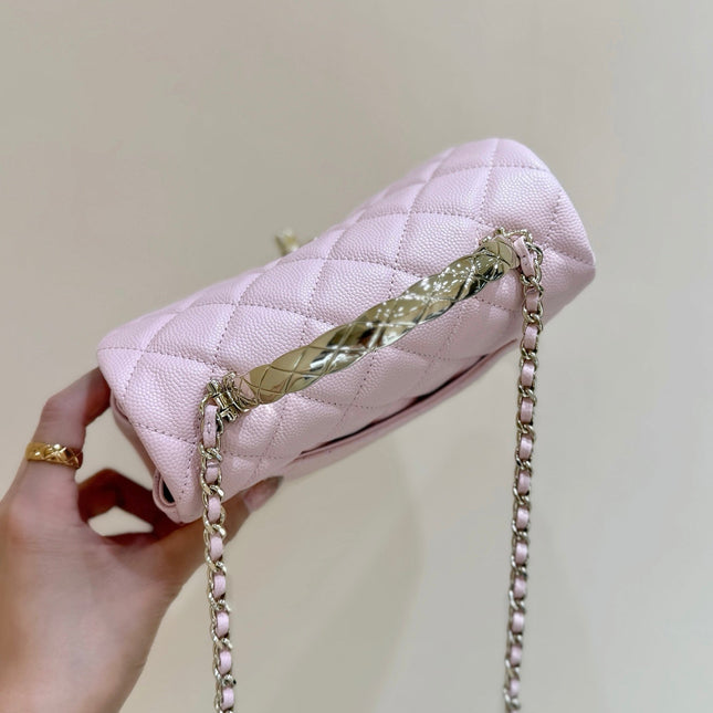 CHANEL 25S COCO CRUSH HANDLE 18 IN PINK CALFSKIN GOLD HARDWARE