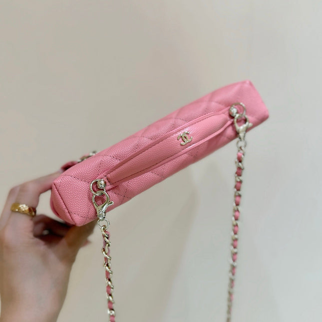 VANITY CASE 19 IN CONTESSA PINK CALFSKIN GOLD-TONE METALLIC