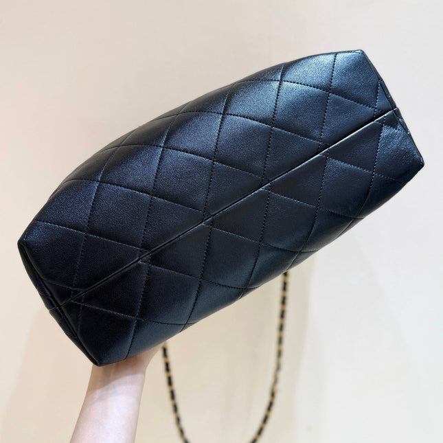CHANEL 25S LARGE HOBO BAG 36 IN SUEDE COMBINED WITH LAMBSKIN GOLD HARDWARE