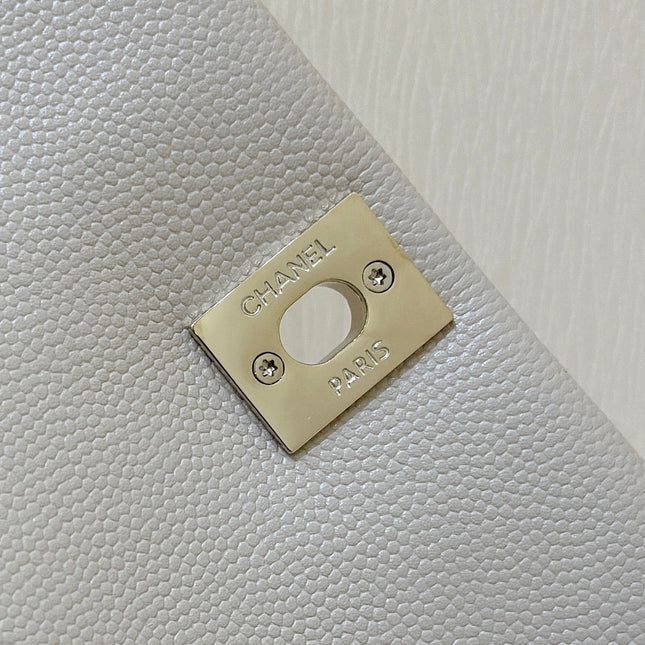 CHANEL 25S COCO CRUSH HANDLE 18 IN NUDE CALFSKIN GOLD HARDWARE