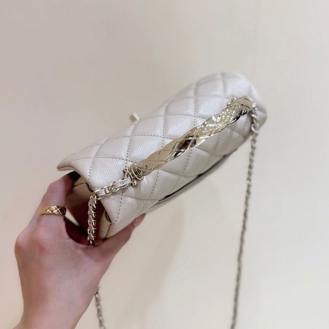 CHANEL 25S COCO CRUSH HANDLE 18 IN NUDE CALFSKIN GOLD HARDWARE