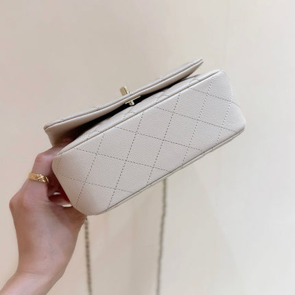 CHANEL 25S COCO CRUSH HANDLE 18 IN NUDE CALFSKIN GOLD HARDWARE