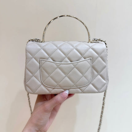 CHANEL 25S COCO CRUSH HANDLE 18 IN NUDE CALFSKIN GOLD HARDWARE