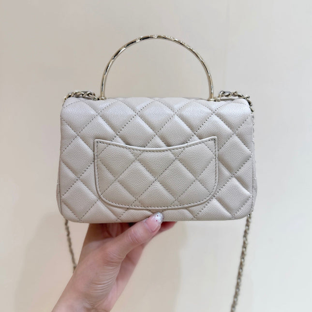 CHANEL 25S COCO CRUSH HANDLE 18 IN NUDE CALFSKIN GOLD HARDWARE