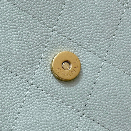 CHANEL 25S HANDBAG IN PALE CYAN 40 GRAINED CALFSKIN GOLD HARDWARE