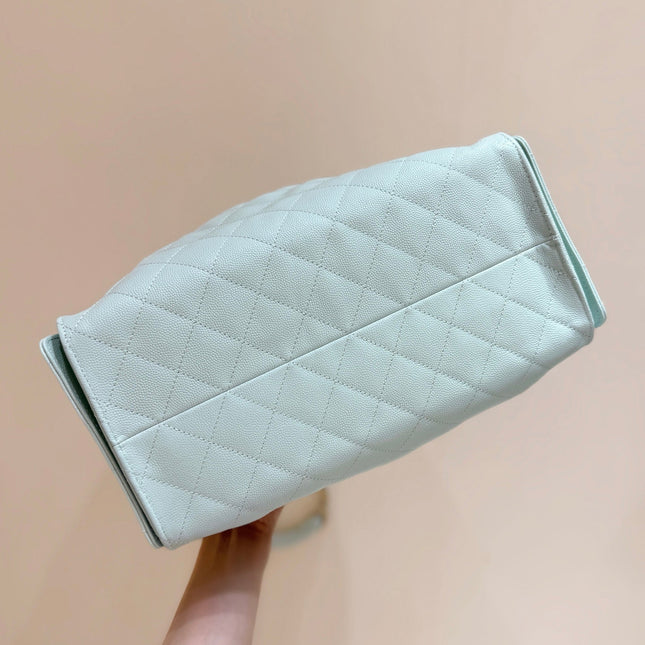CHANEL 25S HANDBAG IN PALE CYAN 40 GRAINED CALFSKIN GOLD HARDWARE