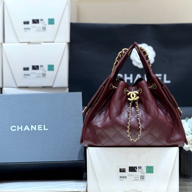 CHANEL 25S HANDBAG IN ROSSO ANCORA RED 30 GRAINED CALFSKIN GOLD HARDWARE