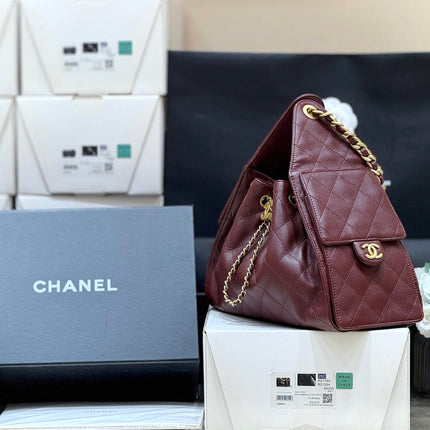 CHANEL 25S HANDBAG IN ROSSO ANCORA RED 30 GRAINED CALFSKIN GOLD HARDWARE