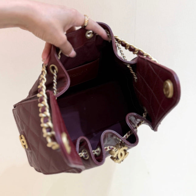 CHANEL 25S HANDBAG IN ROSSO ANCORA RED 30 GRAINED CALFSKIN GOLD HARDWARE