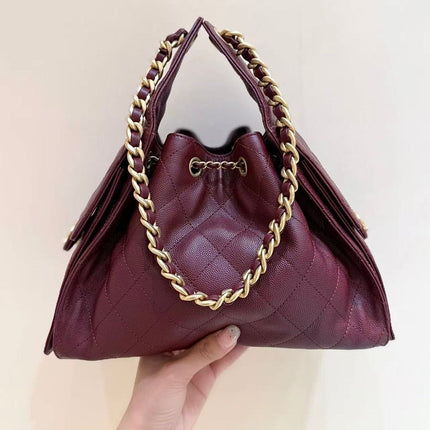 CHANEL 25S HANDBAG IN ROSSO ANCORA RED 30 GRAINED CALFSKIN GOLD HARDWARE