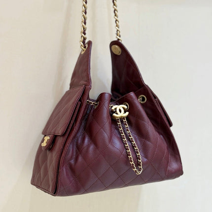 CHANEL 25S HANDBAG IN ROSSO ANCORA RED 30 GRAINED CALFSKIN GOLD HARDWARE