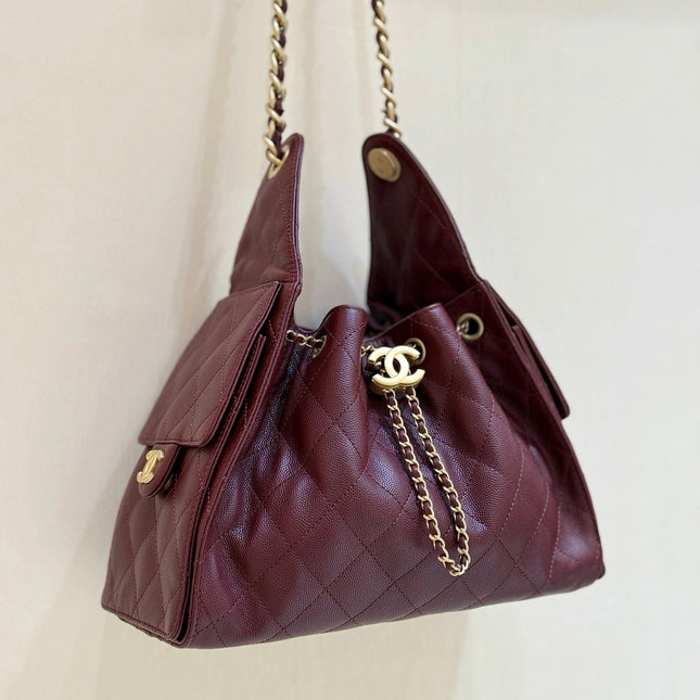 CHANEL 25S HANDBAG IN ROSSO ANCORA RED 30 GRAINED CALFSKIN GOLD HARDWARE