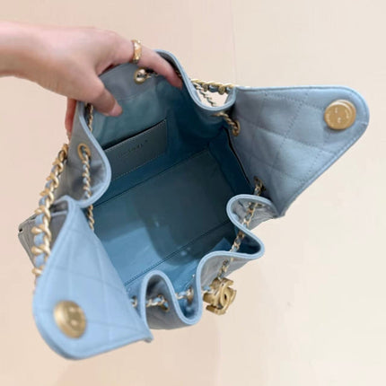 CHANEL 25S HANDBAG IN LIGHT BLUE 30 GRAINED CALFSKIN GOLD HARDWARE