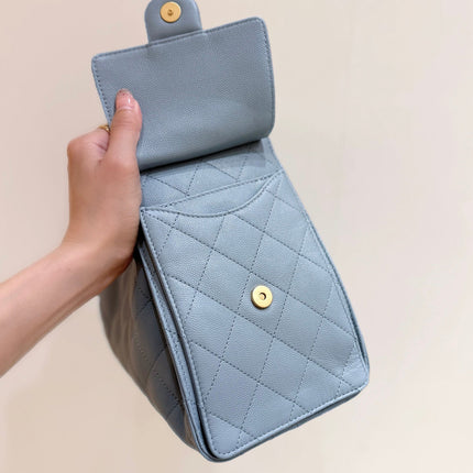 CHANEL 25S HANDBAG IN LIGHT BLUE 30 GRAINED CALFSKIN GOLD HARDWARE