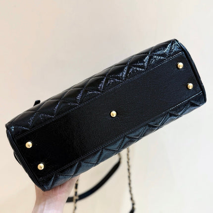 CHANEL 25S LARGE BOWLING BAG 31 IN BLACK CALFSKIN GOLD HARDWARE