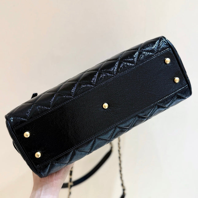 CHANEL 25S LARGE BOWLING BAG 31 IN BLACK CALFSKIN GOLD HARDWARE