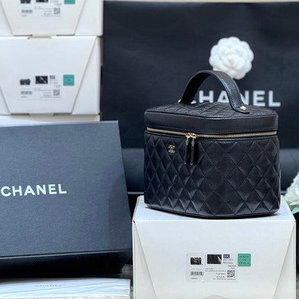 CHANEL 25S VANITY TOP HANDLE CASE 21 IN BLACK CALFSKIN