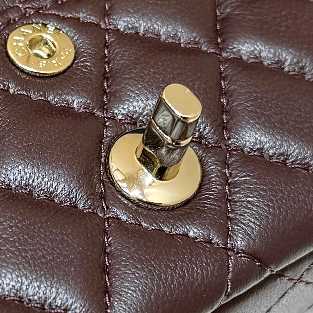 25S CHANEL MINI CF BAG 12 IN DARK BROWN LAMBSKIN HEART MODEL