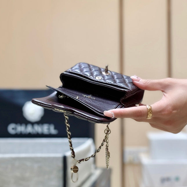 25S CHANEL MINI CF BAG 12 IN DARK BROWN LAMBSKIN HEART MODEL