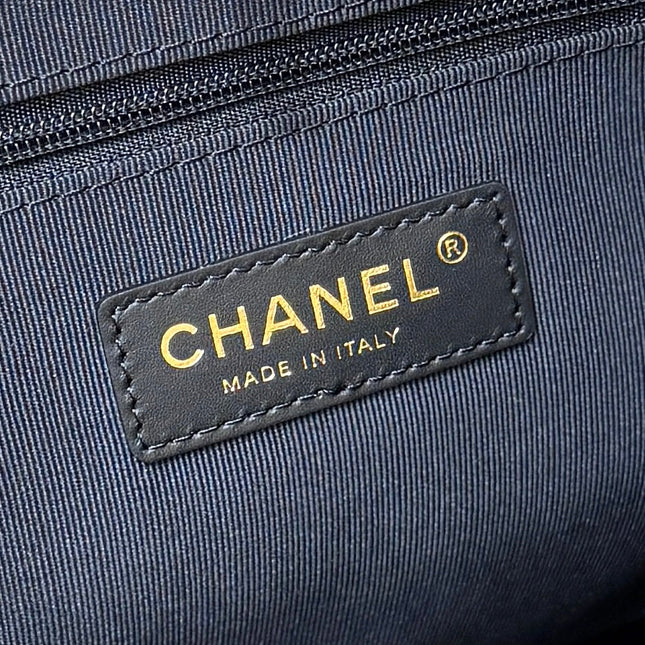 CHANEL 25S SHOPPING BAG 33 IN BROWN AND BLACK SUEDE CALFSKIN