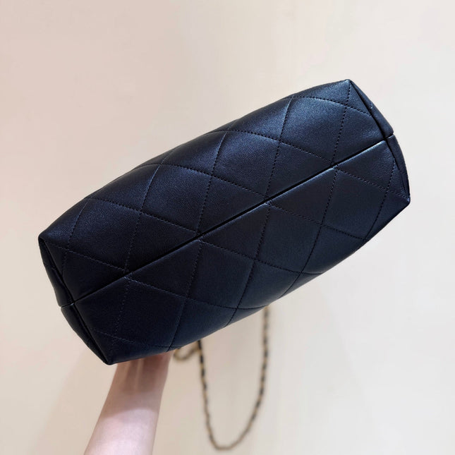 CHANEL 25S SHOPPING BAG 33 IN GREY AND BLACK SUEDE CALFSKIN