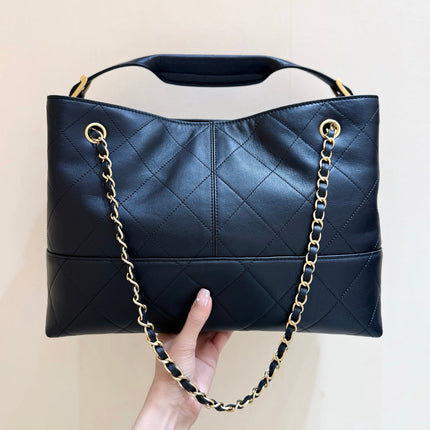 CHANEL 25S LARGE HOBO BAG 36 IN BLACK CALFSKIN GOLD HARDWARE