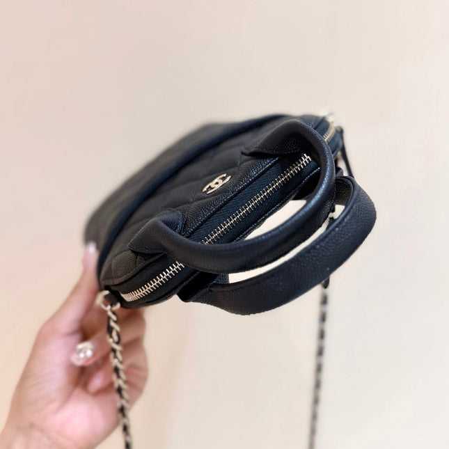 CHANEL 25S CLUTCH WITH CHAIN 18 IN BLACK CALFSKIN GOLD HARDWARE