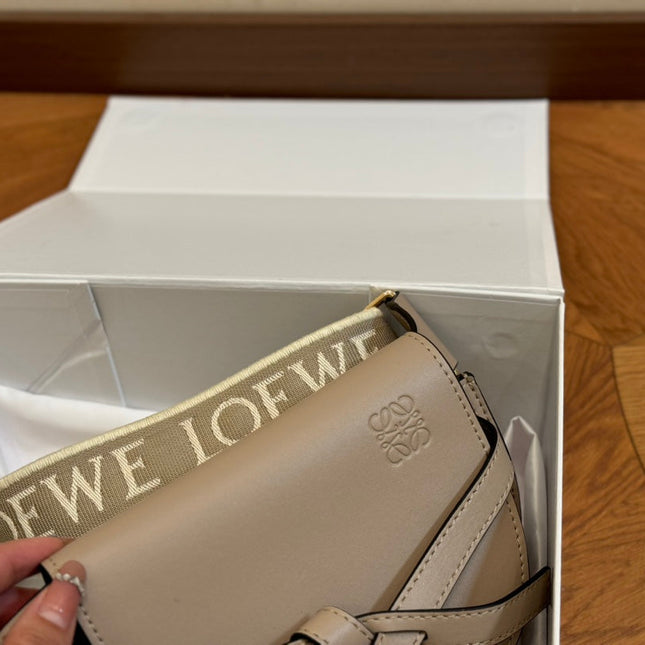 LOE SMALL 21 GATE DUAL BAG IN KHAKI BROWN SOFT CALFSKIN AND JACQUARD