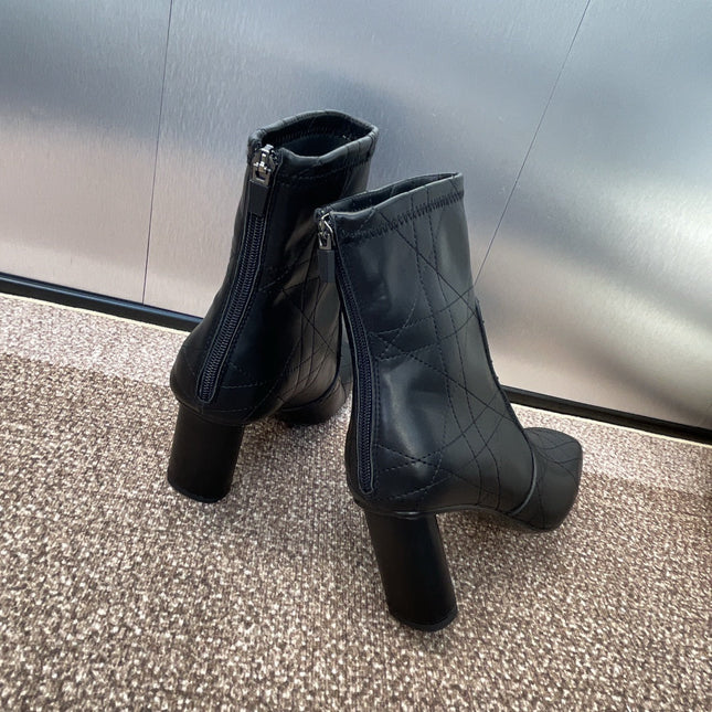 DIOR 25S D-SHADOW COUTURE SERIES ANKLE BOOTS 90MM IN BLACK CALFSKIN