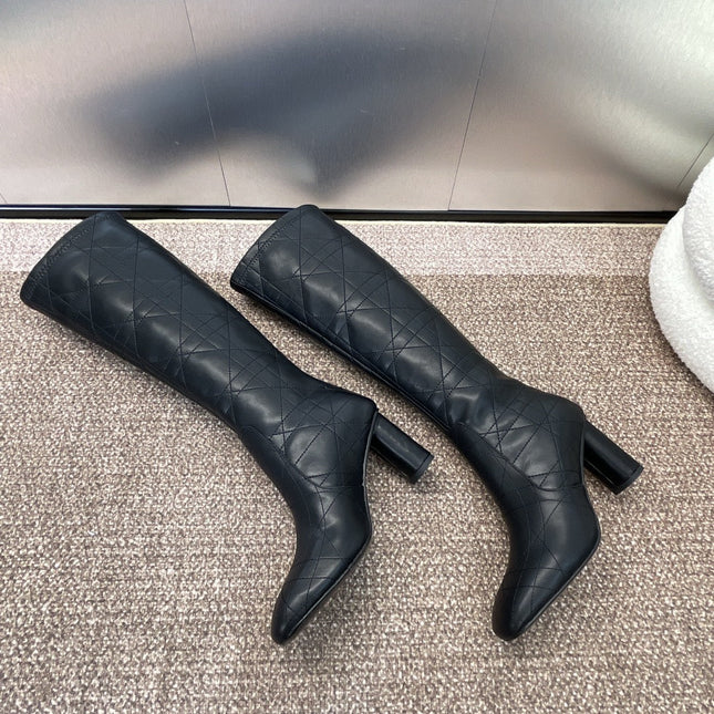 DIOR 25S D-SHADOW COUTURE SERIES BOOTS 90MM IN BLACK CALFSKIN