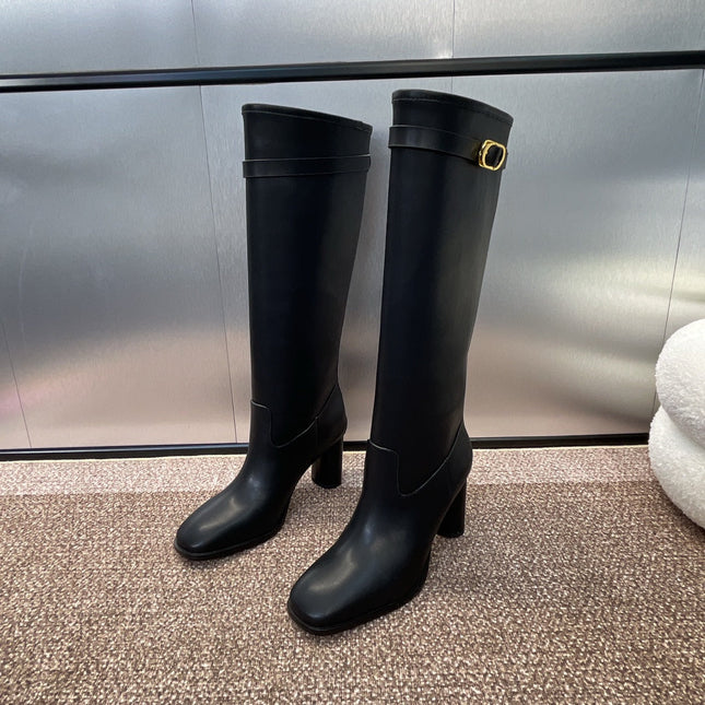 DIOR 25S D-EMPREINTE COUTURE BOOTS 90MM IN BLACK CALFSKIN