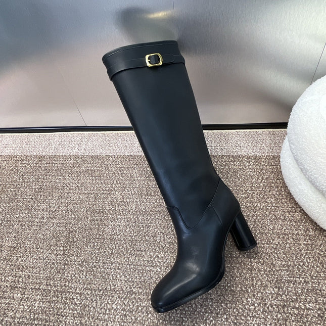 DIOR 25S D-EMPREINTE COUTURE BOOTS 90MM IN BLACK CALFSKIN