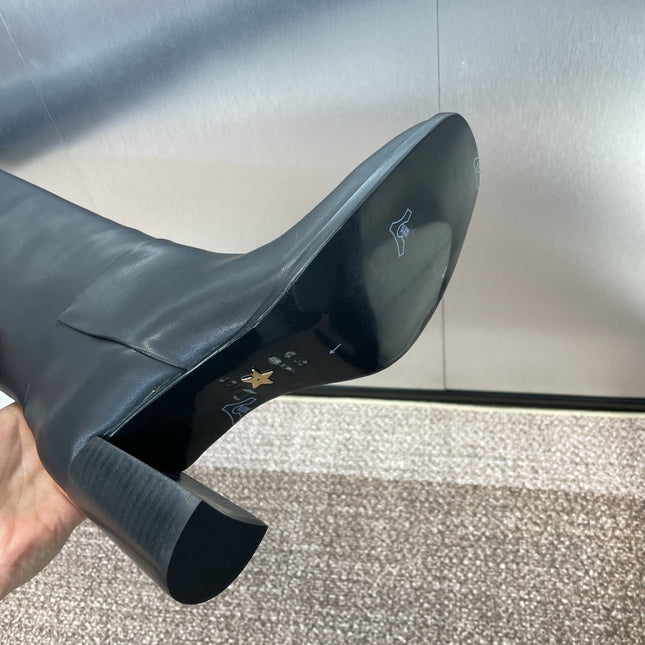 DIOR 25S D-TOWN HEELED BOOT 80MM IN BLACK SUPPLE CALFSKIN