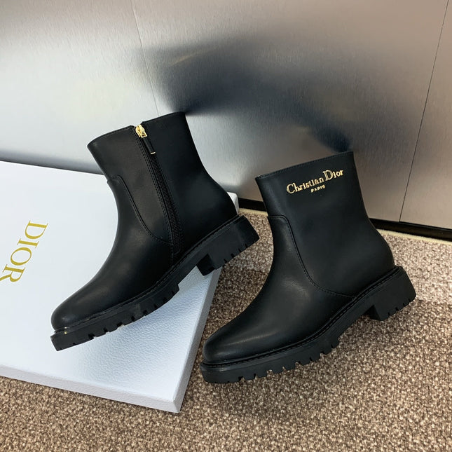 DIOR 25S D-TOWN ANKLE BOOT 25MM IN BLACK BRUSHED CALFSKIN
