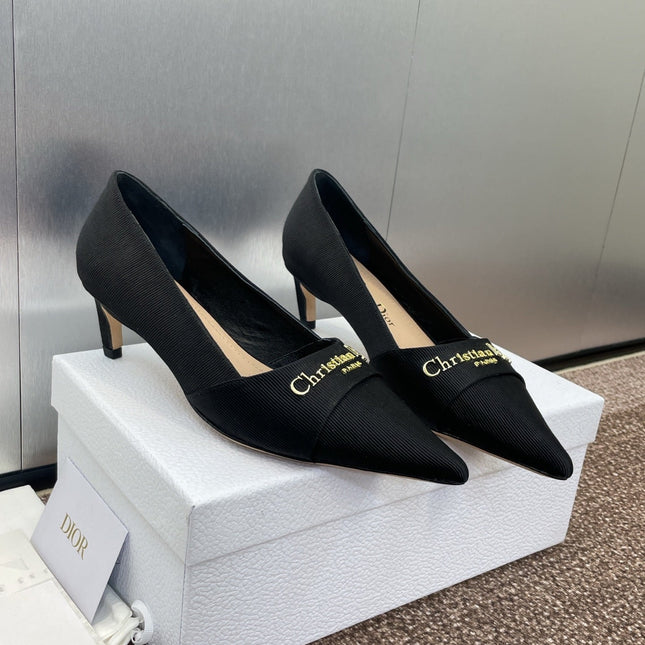 MY DD 25S HIGH HEEL 55MM IN BLACK FABRIC GOLD LOGO